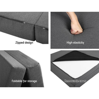 Giselle Bedding Double Size Folding Foam Mattress Portable Bed Mat Dark Grey Payday Deals