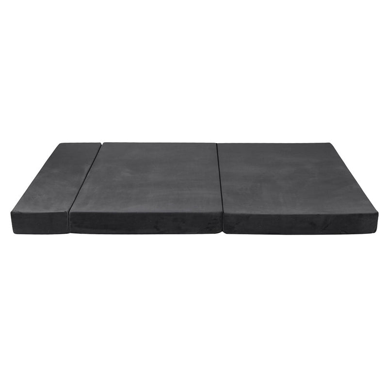 Giselle Bedding Double Size Folding Foam Mattress Portable Bed Mat Velvet Dark Grey Payday Deals