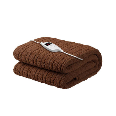 Giselle Bedding Electric Heated Throw Rug Washable Fleece Snuggle Blanket Brown