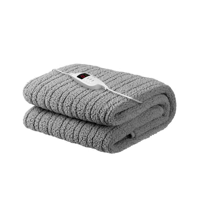 Bedding Electric Heated Throw Rug Washable Fleece Snuggle Blanket Grey