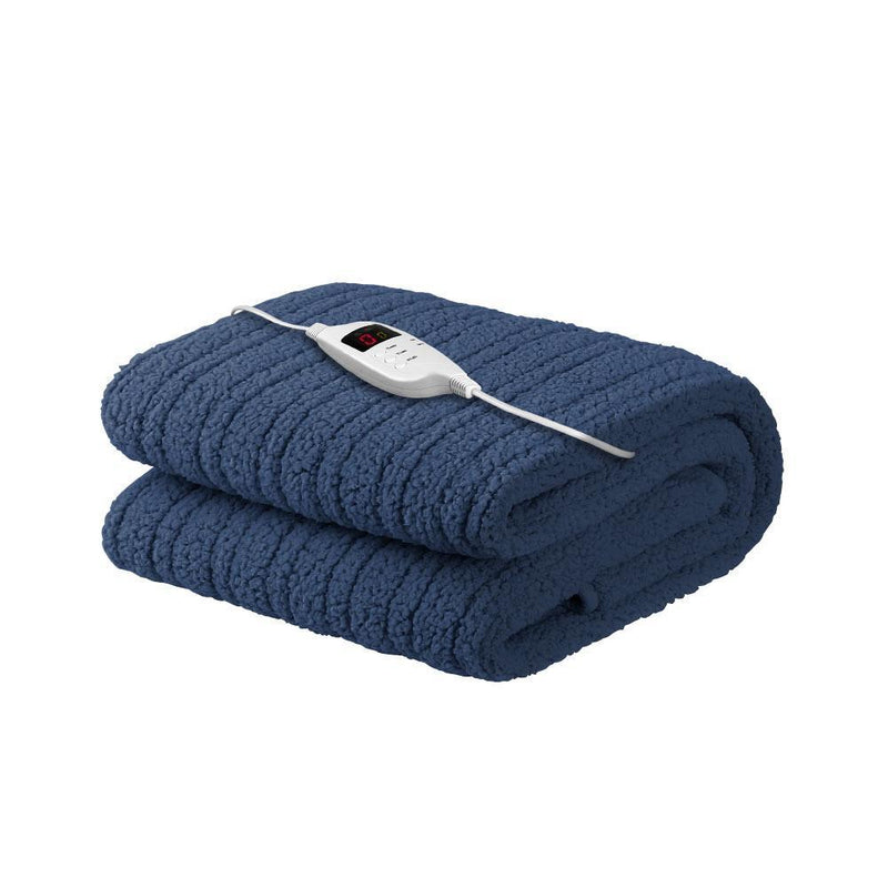 Giselle Bedding Electric Heated Throw Rug Washable Fleece Snuggle Blanket Midenight Blue