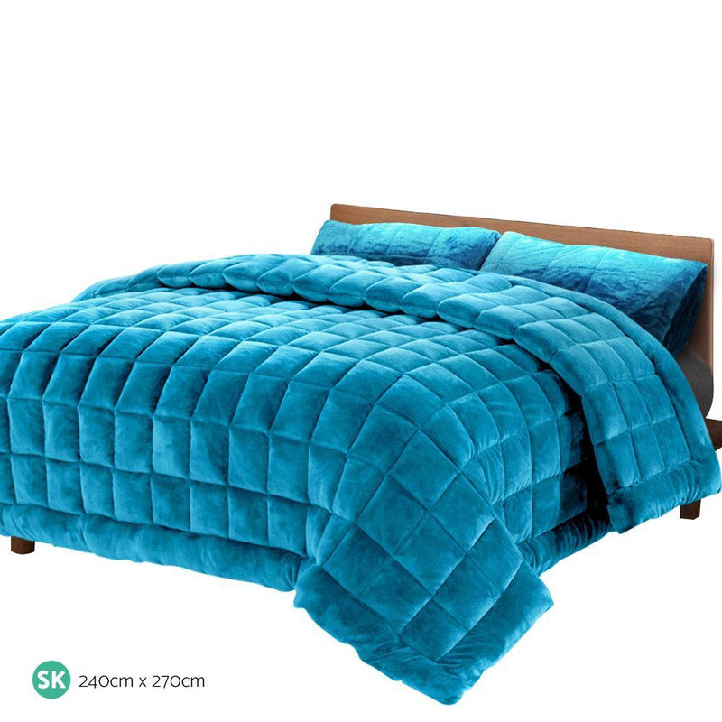 Giselle Bedding Faux Mink Quilt Comforter Winter Weight Throw Blanket Teal Super King Payday Deals
