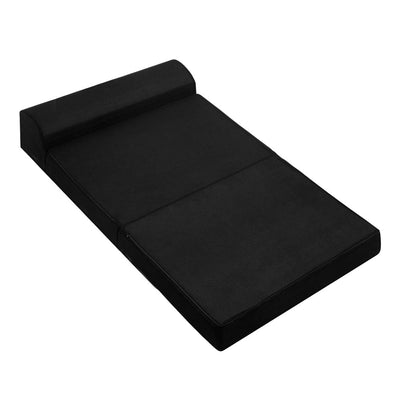 Giselle Bedding Folding Foam Mattress Portable Double Sofa Bed Mat Air Mesh Fabric Black Payday Deals