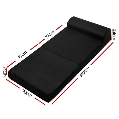 Giselle Bedding Folding Foam Mattress Portable Single Sofa Bed Mat Air Mesh Fabric Black Payday Deals
