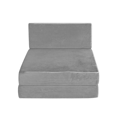 Giselle Bedding Folding Foam Mattress Portable Sofa Bed Lounge Chair Velvet Light Grey Payday Deals