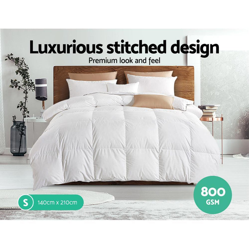 Giselle Bedding Goose Down Feather Quilt Cover Duvet 800GSM Winter Doona White Single - Payday Deals