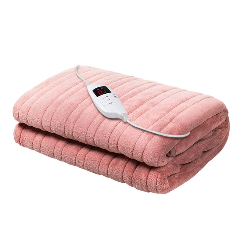 Giselle Bedding Heated Electric Throw Rug Fleece Sunggle Blanket Washable Pink Payday Deals
