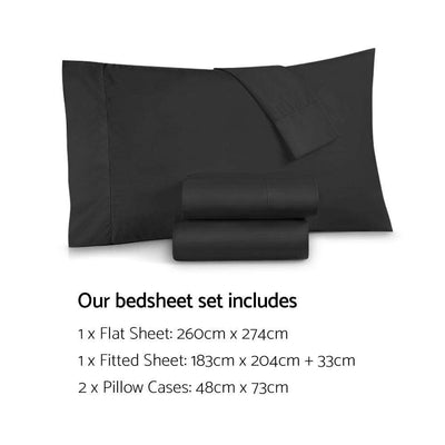 Giselle Bedding King Size 1000TC Bedsheet Set - Black