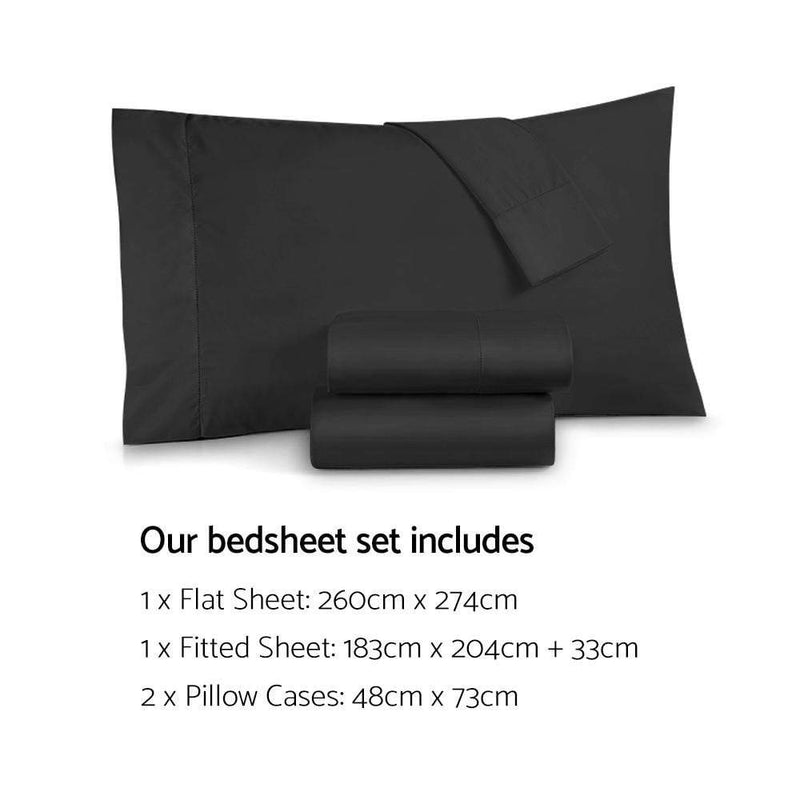 Giselle Bedding King Size 1000TC Bedsheet Set - Black