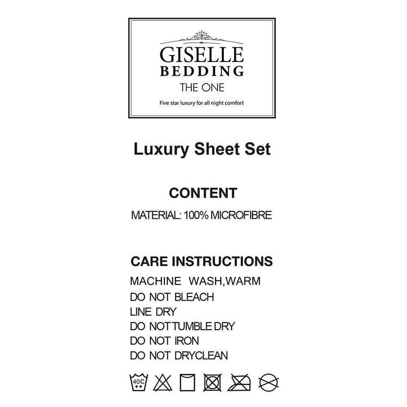 Giselle Bedding King Size 4 Piece Micro Fibre Sheet Set - Black