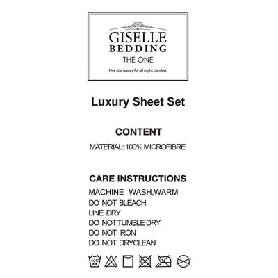 Giselle Bedding King Size 4 Piece Micro Fibre Sheet Set - White