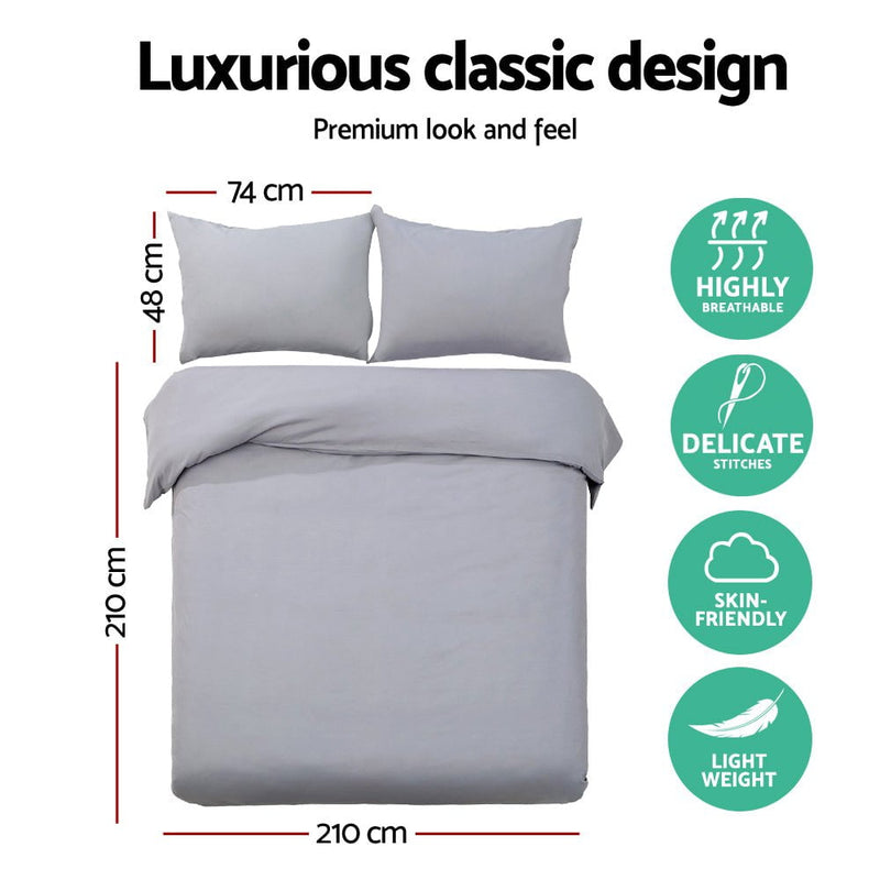 Giselle Bedding Luxury Classic Bed Duvet Doona Queen Quilt Cover Set Hotel Grey Payday Deals