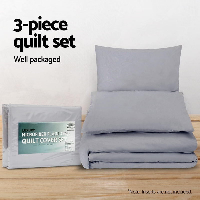 Giselle Bedding Luxury Classic Bed Duvet Doona Queen Quilt Cover Set Hotel Grey Payday Deals