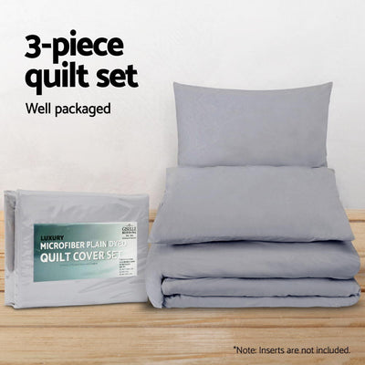 Giselle Bedding Luxury Classic Duvet Doona Quilt Cover Set Hotel Super King Grey Payday Deals