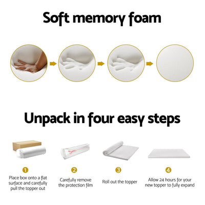 Giselle Bedding Memory Foam Mattress Topper 7-Zone Airflow Pad 8cm Double White Payday Deals