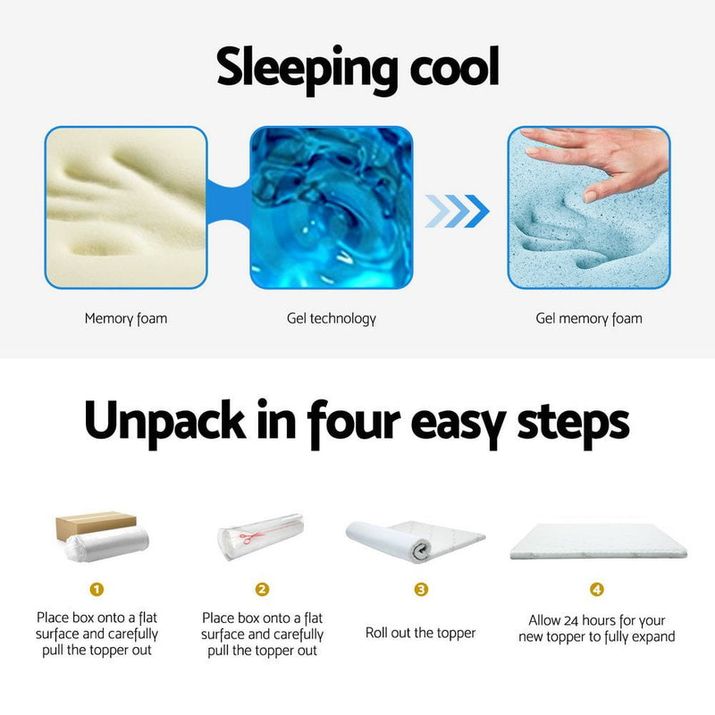 Giselle Bedding Memory Foam Mattress Topper Cool Gel Bed Mat Bamboo 10cm Single Payday Deals