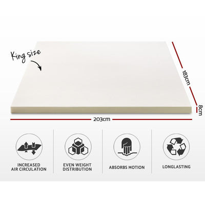 Giselle Bedding Memory Foam Mattress Topper w/Cover 8cm - King Payday Deals