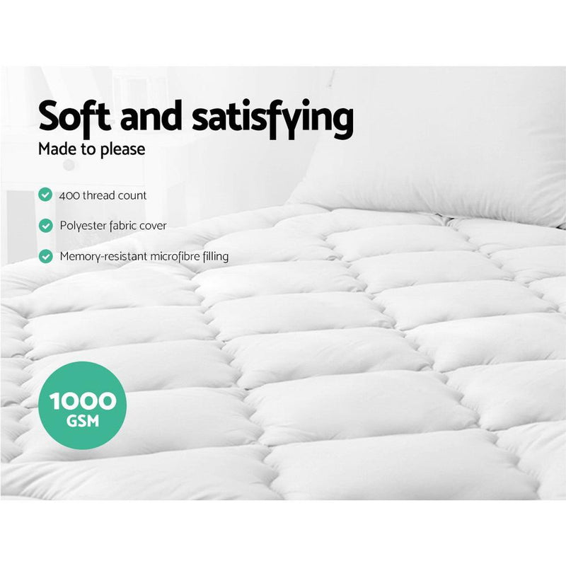 Giselle Bedding Pillowtop Mattress Topper Protector 1000GSM King Single