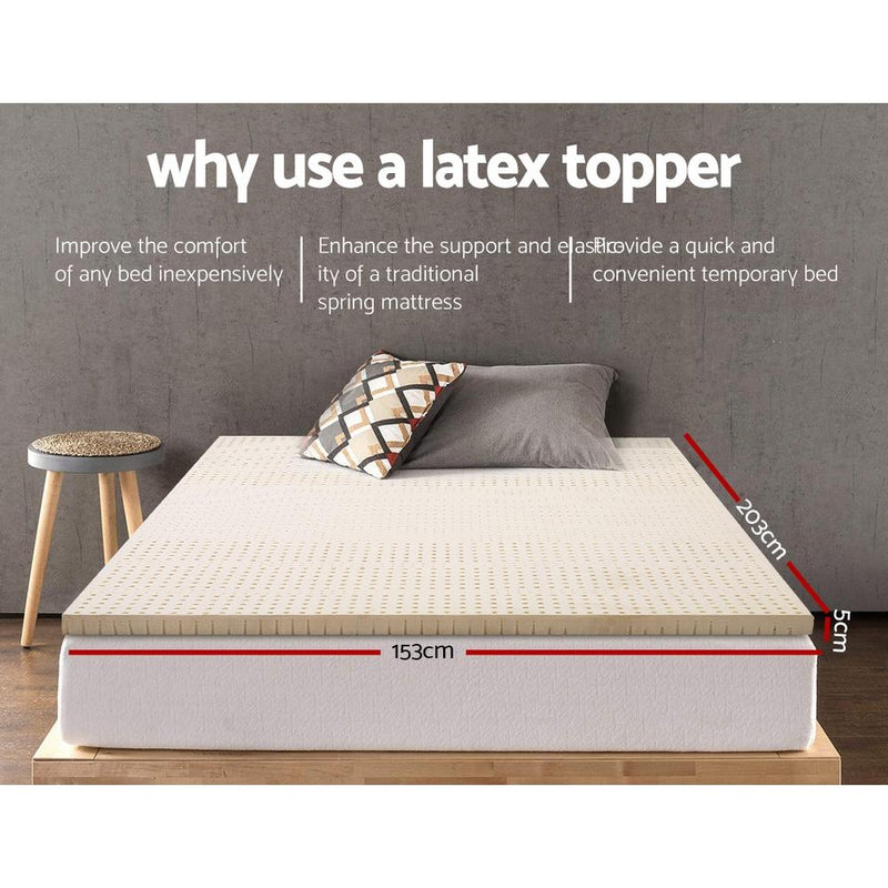 Giselle Bedding Pure Natural Latex Mattress Topper 7 Zone 5cm Queen Payday Deals