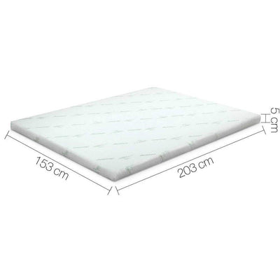 Giselle Bedding Queen Size 5cm Thick Bamboo Mattress Topper - Blue