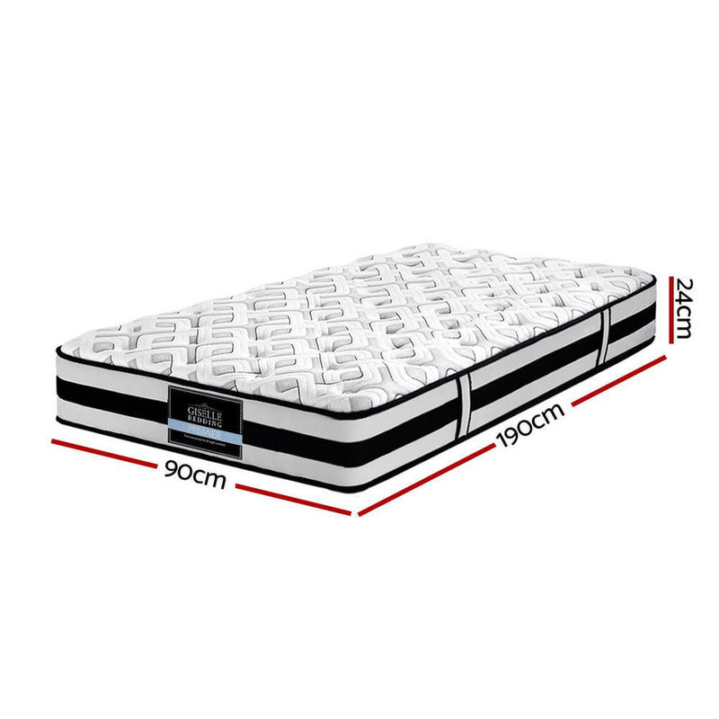 Giselle Bedding Rumba Tight Top Pocket Spring Mattress 24cm Thick Single Payday Deals