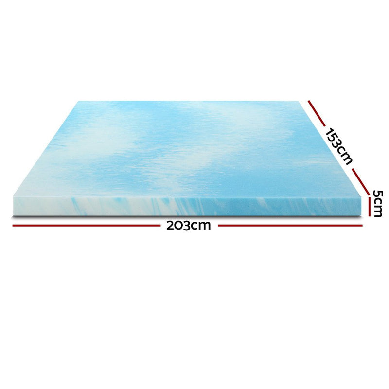 Giselle Cool Gel Memory Foam Topper Mattress Toppers w/ Bamboo Cover 5cm QUEEN Payday Deals