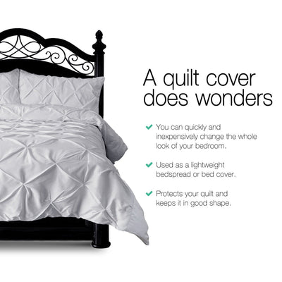 Giselle Cotton Quilt Cover Set King Bed Pinch Diamond Duvet Doona Cover Grey Payday Deals