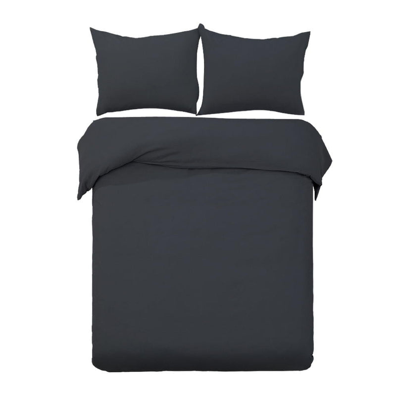 Giselle Cotton Quilt Cover Set Queen Bed Duvet Doona Cover Hotel Black Payday Deals