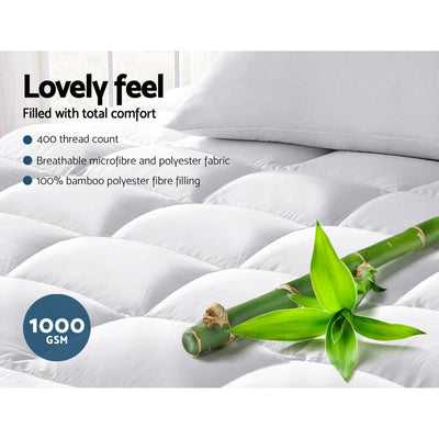 Giselle King Mattress Topper Bamboo Fibre Pillowtop Protector Payday Deals