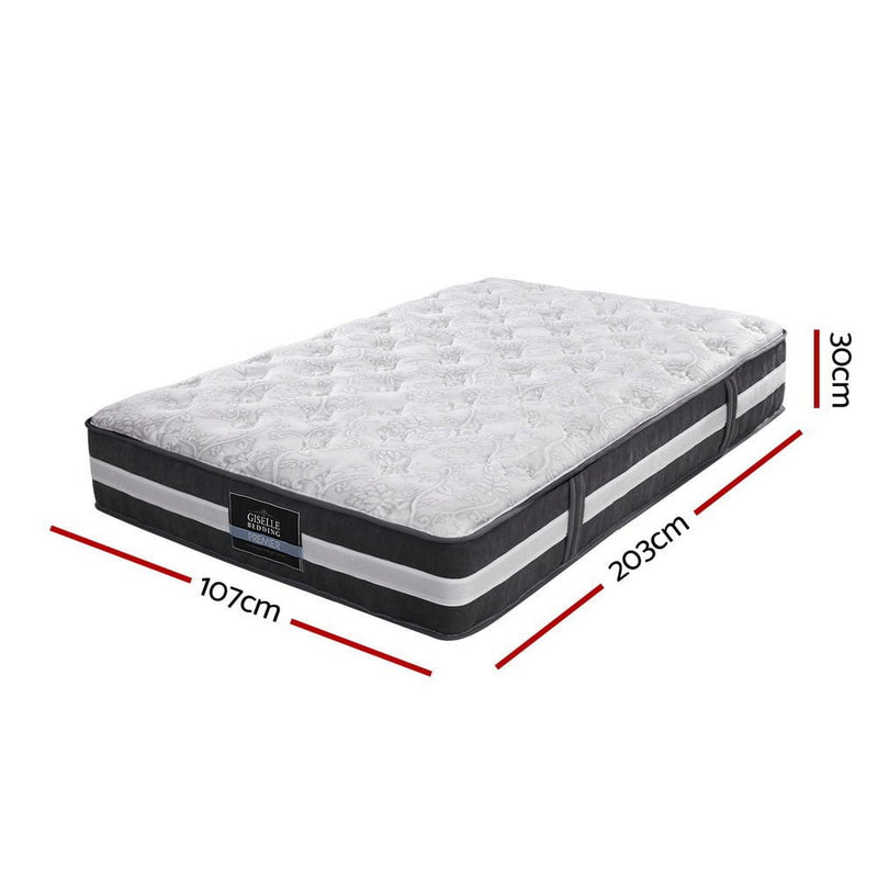 Giselle King Single Mattress Bed Size 7 Zone Pocket Spring Medium Firm Foam 30cm Payday Deals