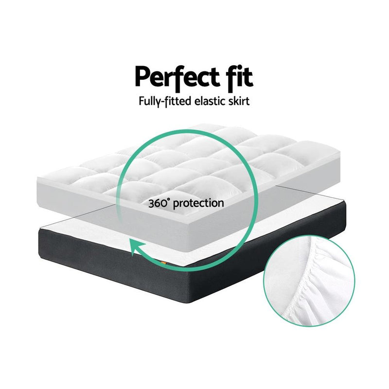 Giselle Queen Mattress Topper Pillowtop 1000GSM Microfibre Filling Protector Payday Deals