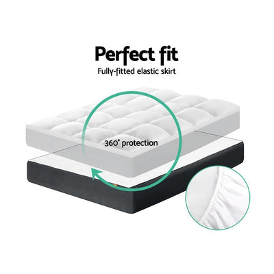 Giselle Single Mattress Topper Pillowtop 1000GSM Microfibre Filling Protector Payday Deals