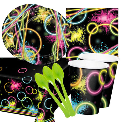 Glow Party 16 Guest Deluxe Tableware Party Pack