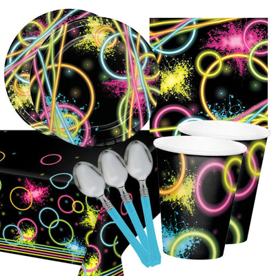 Glow Party Caribbean Blue 16 Guest Deluxe Tableware Party Pack
