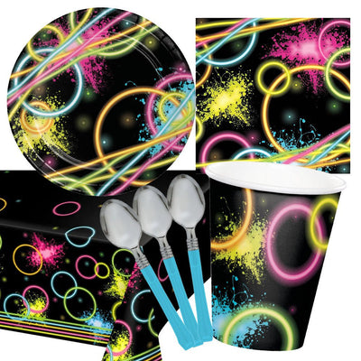 Glow Party Caribbean Blue 8 Guest Deluxe Tableware Party Pack
