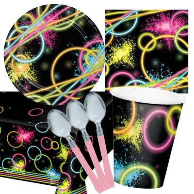 Glow Party Light Pink 8 Guest Deluxe Tableware Party Pack