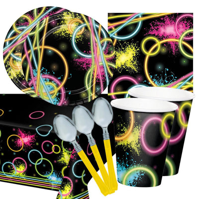 Glow Party Yellow 16 Guest Deluxe Tableware Party Pack