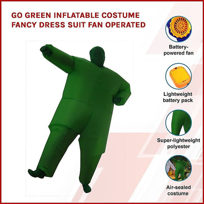 Go Green Inflatable Costume Fancy Dress Suit Fan Operated Payday Deals