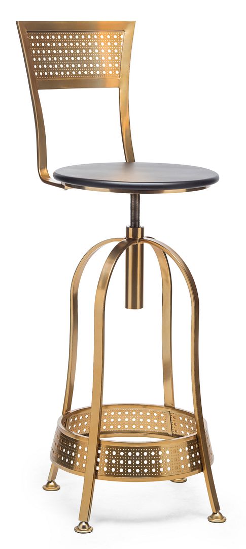 Gold Black Swivel Kitchen Bar Stool Chair with High Back in Netted Design Frame Payday Deals