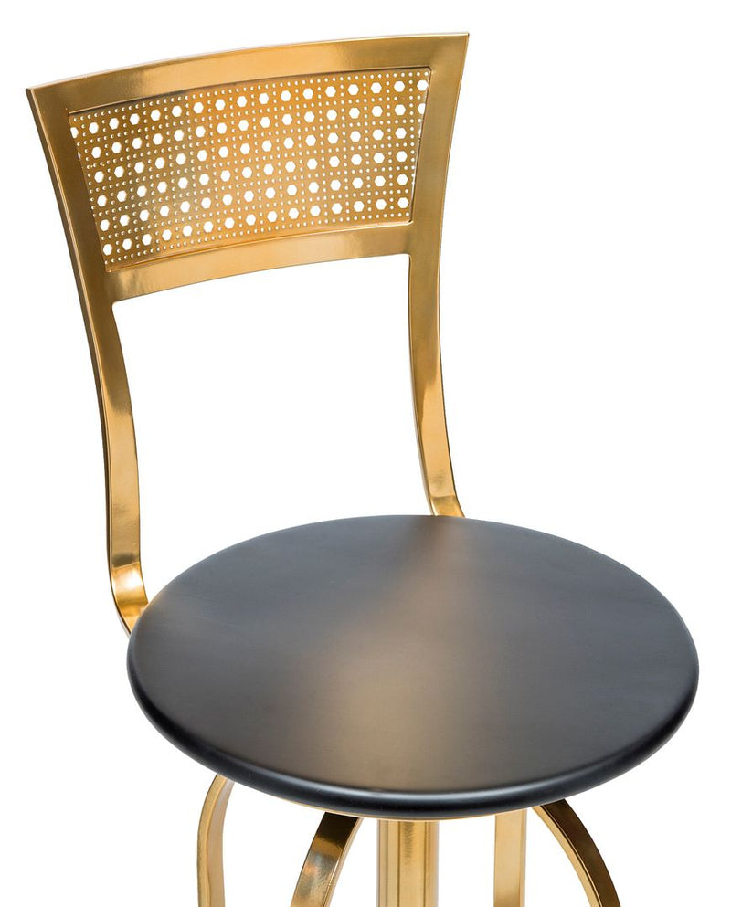 Gold Black Swivel Kitchen Bar Stool Chair with High Back in Netted Design Frame Payday Deals