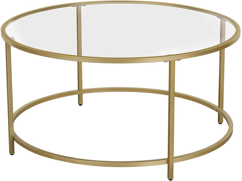 Gold Glass Table with Golden Iron Frame,Stable and Robust Tempered Glass Payday Deals