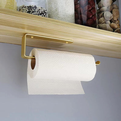 Gold Kitchen Bathroom Paper Holder Towel Holder Self Adhesive or Screw Mount 31cm Payday Deals