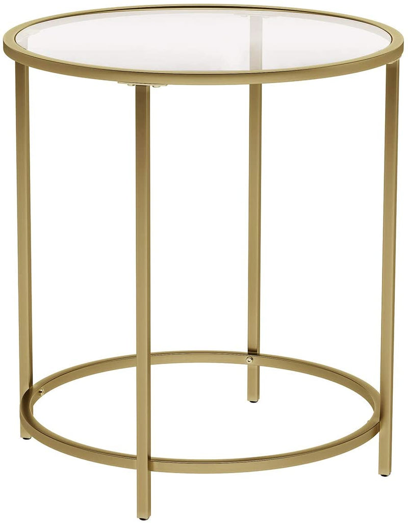 Gold Round Side Table with Golden Metal Frame, Robust and Stable Payday Deals