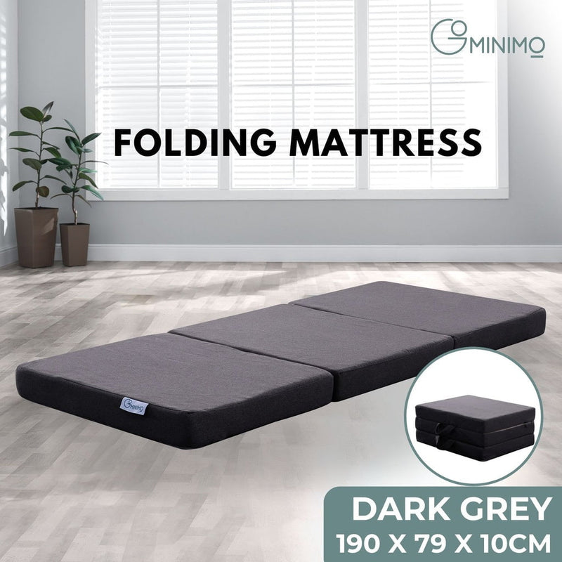 GOMINIMO 3 Fold Folding Mattress Single Dark Grey GO-FM-100-EON Payday Deals