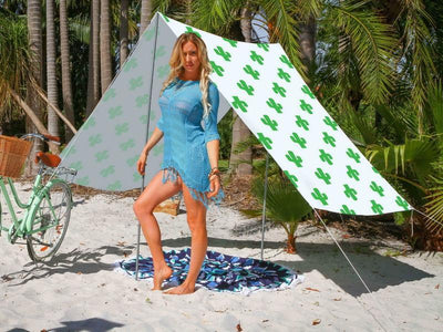 Good Vibes Summer Beach Tent Cactus Green 148x370cm