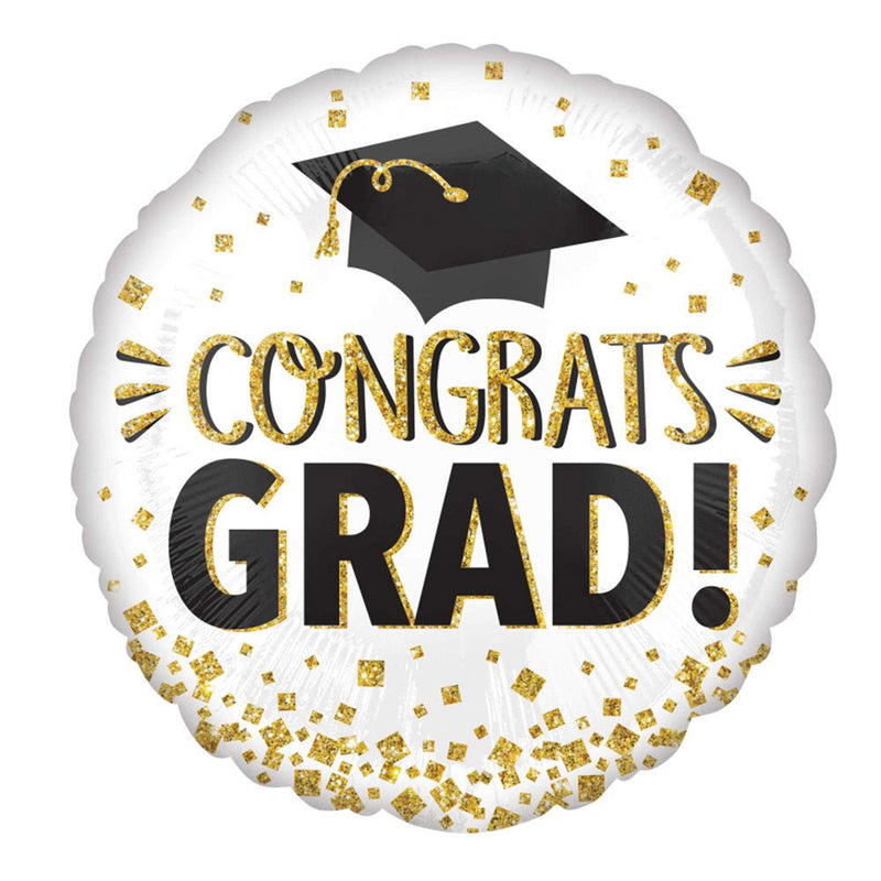 Graduation Congrats GRAD Gold Glitter Foil Balloon Payday Deals