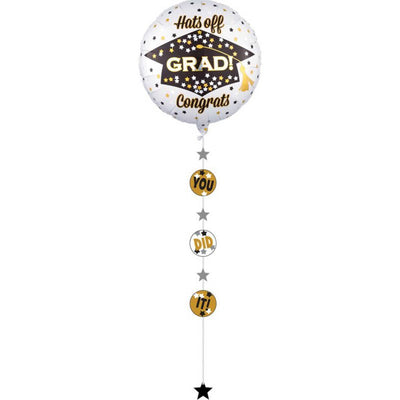 Graduation Drop-A-Line You Did It Hats off Congrats Jumbo Shape Balloon