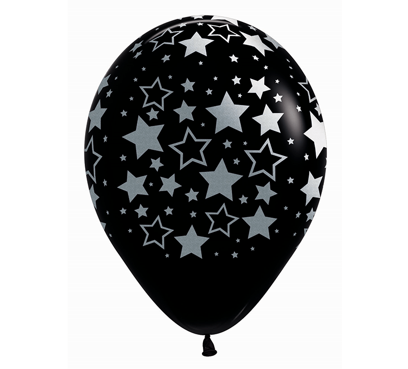 Graduation Metallic Bold Stars Fashion Black Latex Balloons 12 Pack Payday Deals