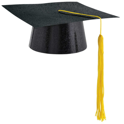 Graduation Mini Hat Black Glittered