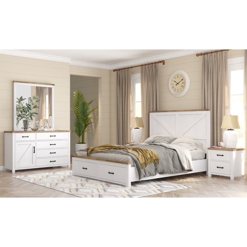 Grandy 5pc Queen Bed Suite Bedside Dresser Bedroom Furniture Package White Brown Payday Deals